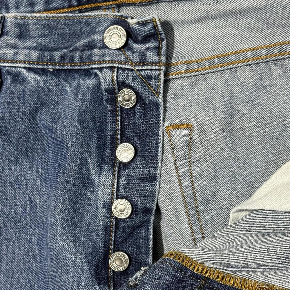 Levi's 501 XX Jeans Mens 36x34 Distressed Blue Denim Straight Leg Button Fly - Picture 8 of 13